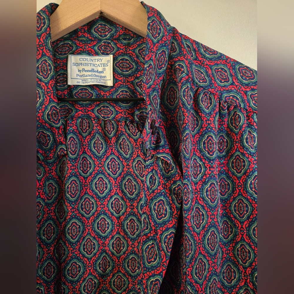 Vintage Pendleton Multicolor Patterned Blouse 1970s